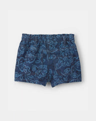 Baby Girl Floral Denim Shorts - Dark Wash