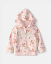 Baby Girl Floral OshKosh Logo Zip-Up Hoodie - Pink