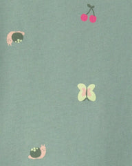 Toddler Girl Butterfly Relaxed Peplum Top - Green