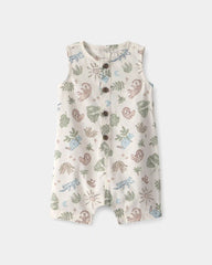 Baby Boy Desert Sleeveless Romper - Beige
