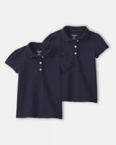 Toddler Girl 2-Pack Uniform Polo Shirts - Navy