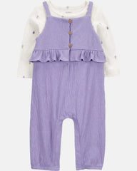 Baby Girl 2-Piece Long-Sleeve Tee & Coverall Set - Purple