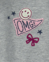 Girls Varsity Color Block French Terry Dress - Grey/Pink/Navy