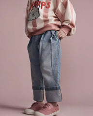 Toddler Cuffed Pant in Denim - Blue