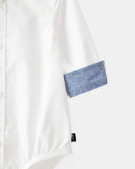 Baby Boy Long-Sleeve Button-Down Bodysuit - White