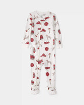 Toddler Boy Firetruck 100% Cotton Snug Fit 1-Piece Pajama - White