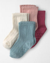 Toddler Girl 4-Pack No-Slip Ankle Socks Made with Organic Cotton