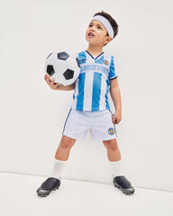 Kids Umbro Argentina Mesh Soccer Shorts - Light Blue/White