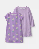 Girls 2-Pack Floral Night Gowns - Purple