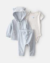 Baby 3-Piece Bear Terry Short-Sleeve Layering Set - Blue