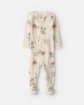 Baby Girl 1-Piece Country Farm 2-Way Zip 100% Cotton Snug Fit Footed Pajama - Cream