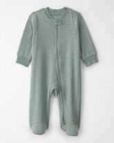 Baby Organic Cotton Ribbed Sleep & Play Pajamas in Stripes