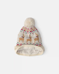 Toddler 2-Piece Fair Isle Christmas Beanie & Glove Set - Cream
