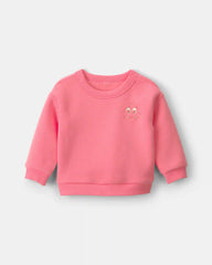 Baby Girl Monster Fleece Pullover Sweatshirt - Pink