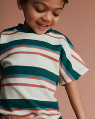 Toddler Dolman Tee in Stripes - Green/Cream