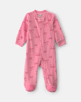 Baby Girl Bow Fleece 2-Way Zip DreamPlush Sleep & Play Pajamas - Pink