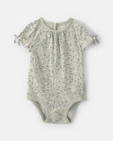 Baby Girl Floral Short-Sleeve Bodysuit - Green