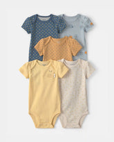 Baby Girl 5-Pack Floral Multipack Bodysuits - Yellow/Blue