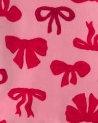 Toddler Girl 2-Piece Bows DreamPlush Snug Fit Pajama Set - Pink