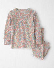 Baby Girl 2-Piece Organic Cotton Ribbed Pajama Set in Spring Floral Print
