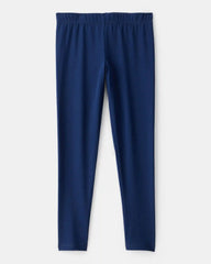 Girls Cotton Stretch Leggings - Navy