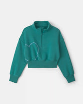 Girls Heart Fleece Pullover Sweatshirt - Green
