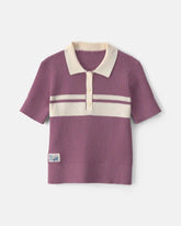 Girls Striped Polo Shirt - Purple