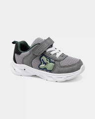 Toddler Boy Light-Up Dinosaur Athletic Sneakers - Grey/White