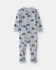 Toddler Boy 1-Piece Construction DreamPlush Snug Fit Footed Pajama - Blue