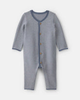 Baby Boy Striped Long-Sleeve Jumpsuit - Navy Blue