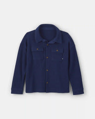 Boys Thermal Long-Sleeve Button-Down Shirt - Navy Blue