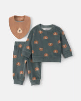 Baby Boy 3-Piece Dog Long-Sleeve Top & Pant Set - Green