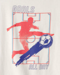 Kids Soccer Goals Graphic Tee - Cream