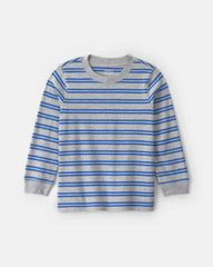 Toddler Boy Striped Long-Sleeve Tee - Grey/Blue