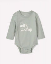 Baby 'Milk Drop' Long-Sleeve Graphic Bodysuit - Green