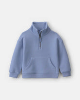 Toddler Girl Fleece Pullover Quarter Zip Sweatshirt - Blue