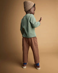 Toddler Boy Pocket Pants in Stripes - Brown
