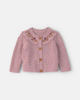 Baby Girl Floral Cardigan Sweater - Purple