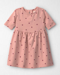 Toddler Girl Organic Cotton French Terry Dress in Apples