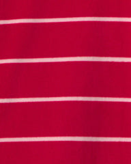 Baby Boy 1-Piece Moose Striped 2-Way Zip DreamPlush Snug Fit Footed Pajama - Red