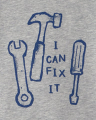 Toddler Boy 'I Can Fix It' Tool Long-Sleeve Graphic Tee - Grey