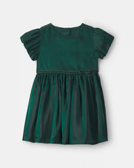 Toddler Girl Poplin Short-Sleeve Dress - Green