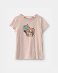 Girls Pancakes & Boba Graphic Tee - Brown