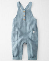 Baby Organic Cotton Gauze Overalls in Blue Creek