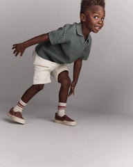 Toddler Boy Knit Polo with Pocket - Olive