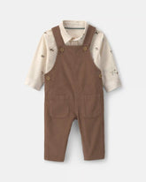 Baby Boy 2-Piece Twill Long-Sleeve Overall Set - Brown