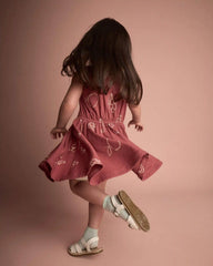 Toddler Girl Ric-Rac Crossover Dress in Snack Print - Red