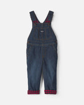 Toddler Boy Buffalo Check Denim Overalls - Dark Wash