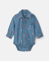 Baby Boy Snowman Chambray Long-Sleeve Bodysuit - Blue