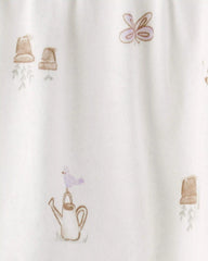 Baby Girl Gardening Print Sleeveless Dress - White